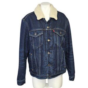Levi's Original Sherpa Denim Trucker Jacket, Blue, Jean, Button Up, Size Medium